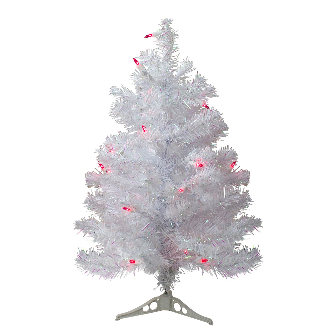 Northlight Pre-Lit Pine Slim Artificial Christmas Tree - 2' - White - Pink Lights